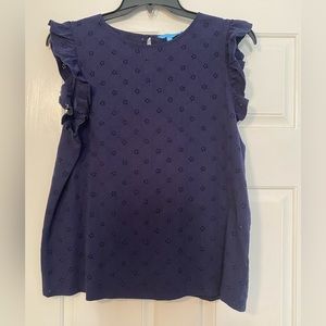 NWT Draper James Navy Blue Eyelet Top- size Large